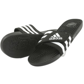 Tongs velcro Adidas Adissage M F35580 blanche le noir 3
