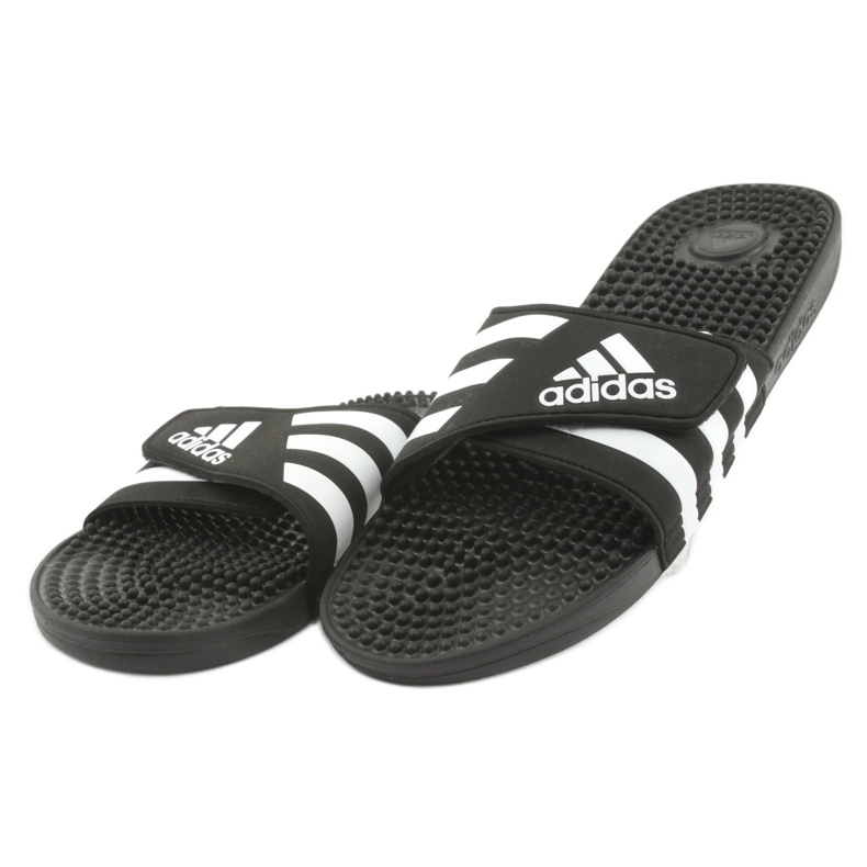 Tongs velcro Adidas Adissage M F35580 blanc noir 2