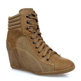Baskets Boots On Wedge 562 Kaki brun vert 5