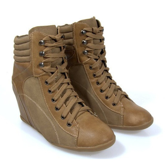 Baskets Boots On Wedge 562 Kaki brun vert 1