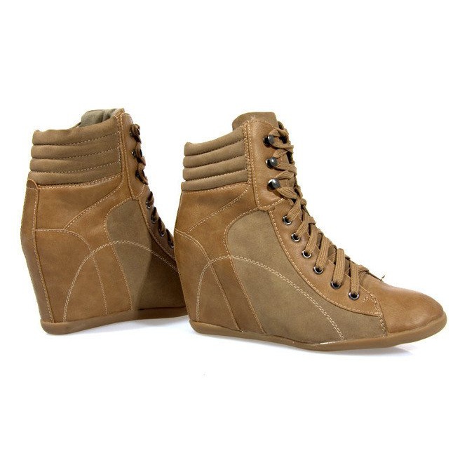 Baskets Boots On Wedge 562 Kaki brun vert 2
