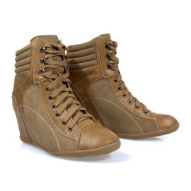 Baskets Boots On Wedge 562 Kaki brun vert 4