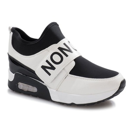 Baskets de sport blanches sur la semelle compensée Monon le noir 1