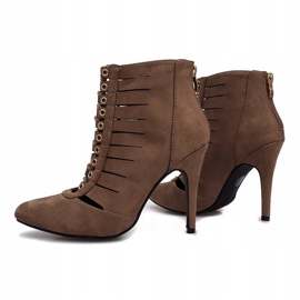 Boots ajourées sur talon Mokka taupe brun 4
