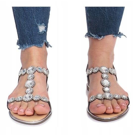 Sandales plates noires avec losanges Indulge 1