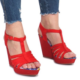 Sandales compensées rouges Ankard 2
