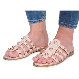 Chaussons roses à clous Rabelle beige 2