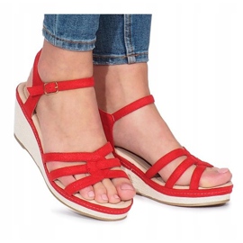 Sandales compensées Glavel rouges 2