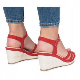 Sandales compensées Glavel rouges 1