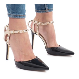 Escarpins laqués noirs avec clous Behati multicolore jaune 2