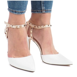 Escarpins laqués blancs avec clous Behati jaune 2