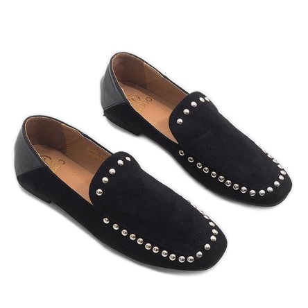 Chaussures à enfiler noires avec clous B-105 1