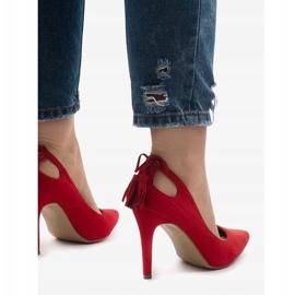 Escarpins D-10 en daim rouge 4