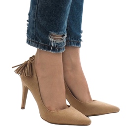Escarpins D-10 en daim camel brun 1