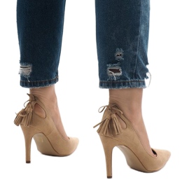Escarpins D-10 en daim camel brun 3