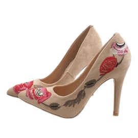Escarpins en daim beige 9053-14 2