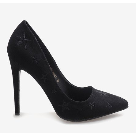 Escarpins en daim noir décoré d'étoiles JC3026-1 2