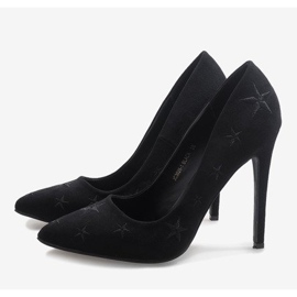 Escarpins en daim noir décoré d'étoiles JC3026-1 le noir 4