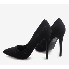 Escarpins en daim noir décoré d'étoiles JC3026-1 le noir 5