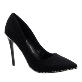 Escarpins en daim noir P-6378 1