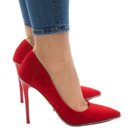 Escarpins en daim rouge P-6378 2