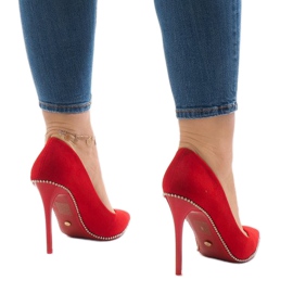 Escarpins en daim rouge P-6378 3