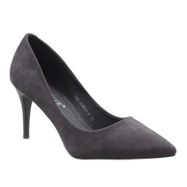 Escarpins classiques en daim gris 100-828ES-1 1