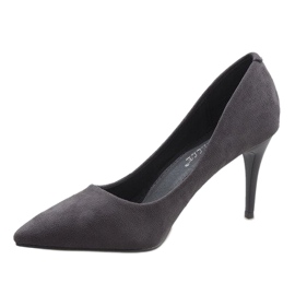 Escarpins classiques en daim gris 100-828ES-1 2