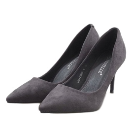 Escarpins classiques en daim gris 100-828ES-1 3