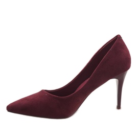 Escarpins classiques en daim marron 100-828ES-1 rouge 2