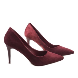 Escarpins classiques en daim marron 100-828ES-1 rouge 3