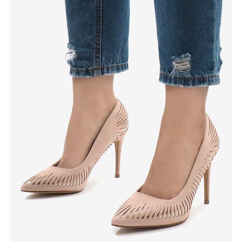 Escarpins roses classiques en daim HYD-A16 1