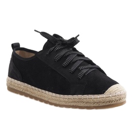 Espadrilles noires à lacets BB02P 1