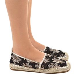 Espadrilles noires ajourées à fleurs 68-118 le noir 3
