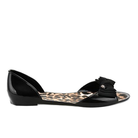 Ballerines en caoutchouc mélisse noir avec nœud DD506-1 le noir 1