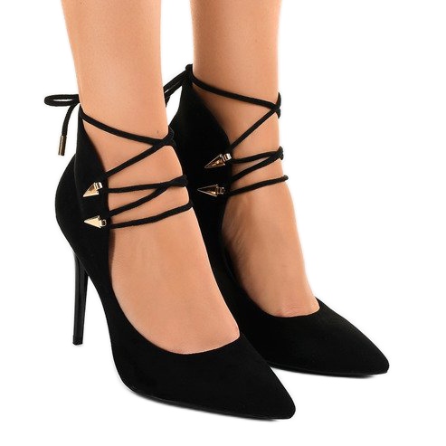 Escarpins noirs sur épingle noué 6251-P 1