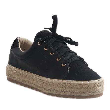 Espadrilles noires à lacets LX-07 le noir 1
