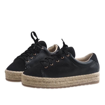 Espadrilles noires à lacets LX-07 le noir 2