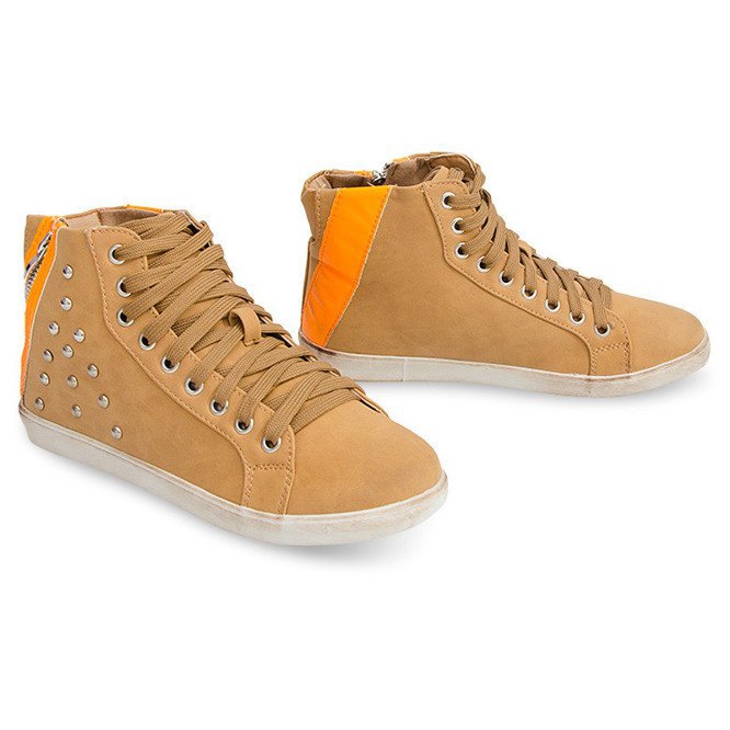 Sneakers Hautes Avec Clous 6573 Camel brun multicolore 1