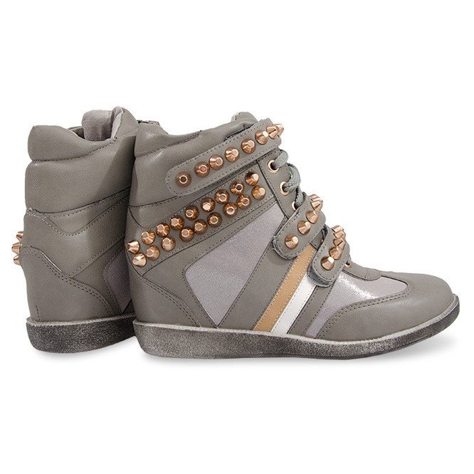 Baskets Boots On Wedge F1001 Gris vert 1