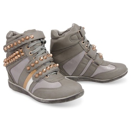 Baskets Boots On Wedge F1001 Gris vert 3