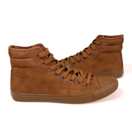 Baskets Hautes Cuir 202 Camel brun 1