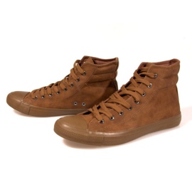 Baskets Hautes Cuir 202 Camel brun 2