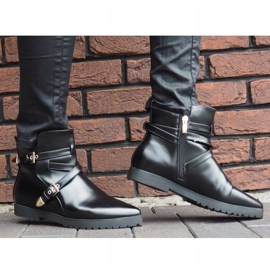 Bottes élégantes chaudes avec boucle HW13 Noir le noir 1