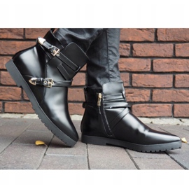 Bottes élégantes chaudes avec boucle HW13 Noir le noir 2