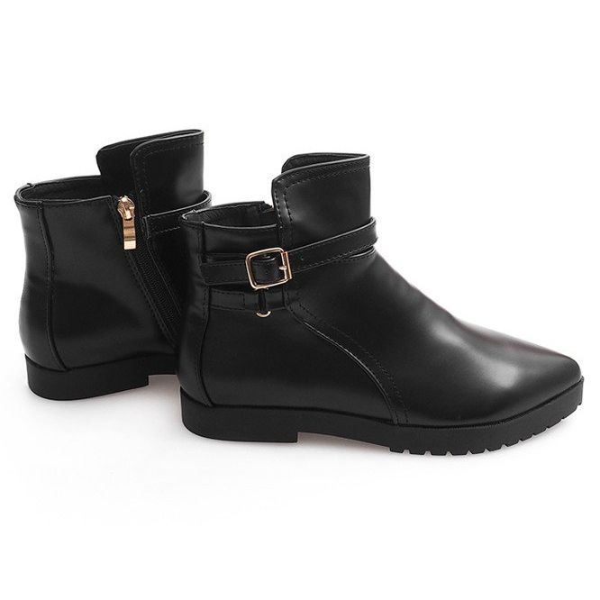 Bottes élégantes chaudes avec boucle HW12 Noir 1