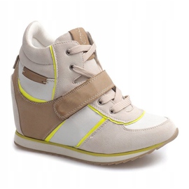 Baskets compensées à la mode JT4 Beige 1