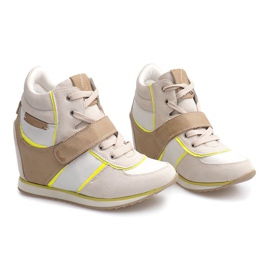 Baskets compensées à la mode JT4 Beige 2