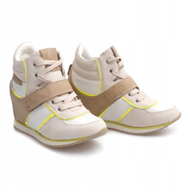 Baskets compensées à la mode JT4 Beige 3