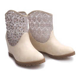Bottines compensées ajourées 7010 -16 Beige 2